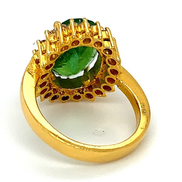 Certified Tsavorite 6.08ct Diamonds 22K Gold Ring - Picture 5 of 10